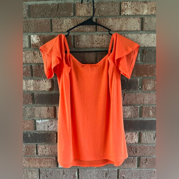 💫HOST PICK💫Michael Kors Orange Cold Shoulder Top Size Small or Large - Picture 3 of 6
